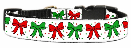 Christmas Bows Nylon Dog Collar XL